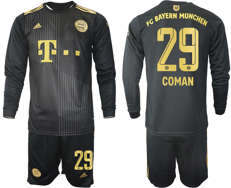 Men 2021-2022 Club Bayern Munich away black Long Sleeve #29 Soccer Jersey->customized soccer jersey->Custom Jersey